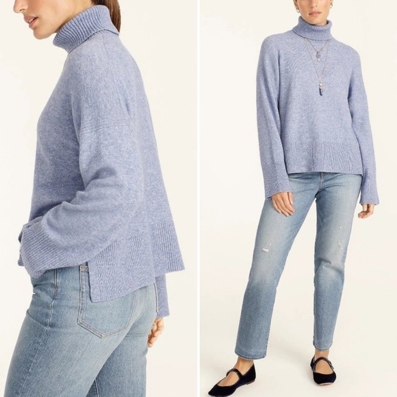 J. Crew Sweater Pullover Turtleneck Wool Alpaca Soft Cozy Classic Basic Blue XS - Picture 12 of 12